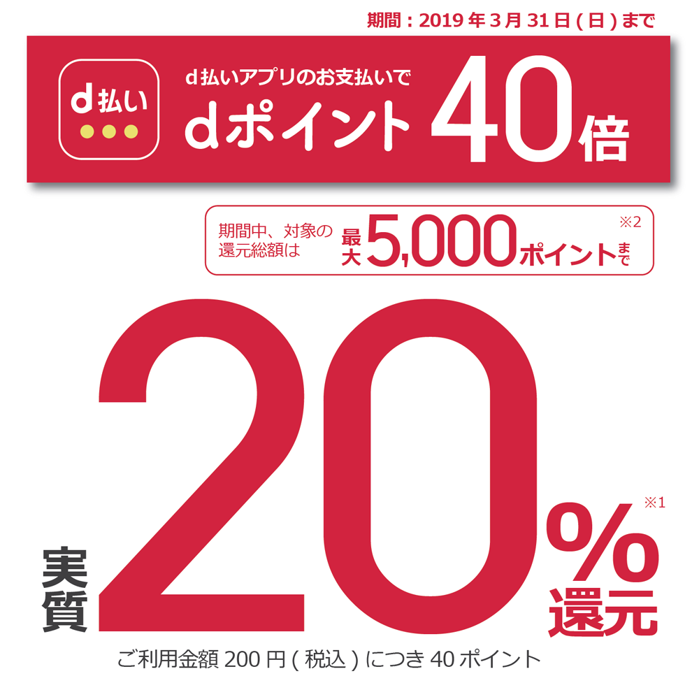 d払いでdポイント40倍還元!キャンペーン