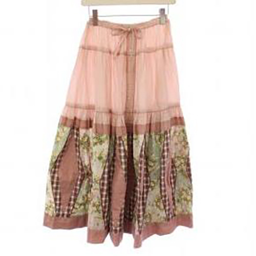 ピンクハウス ブーケプリント チェック 切替 スカート