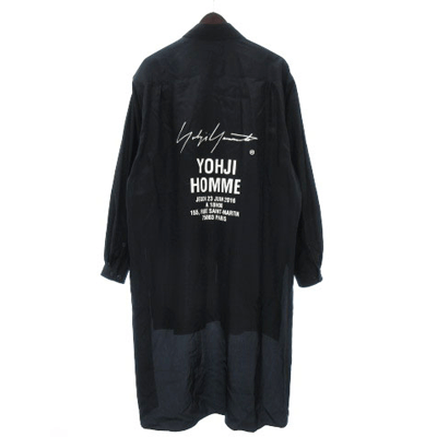 YOHJI YAMAMOTO 18SS Cupro Staff Shirt スタッフ ロング シャツ 長袖 胸ポケット バックプリント