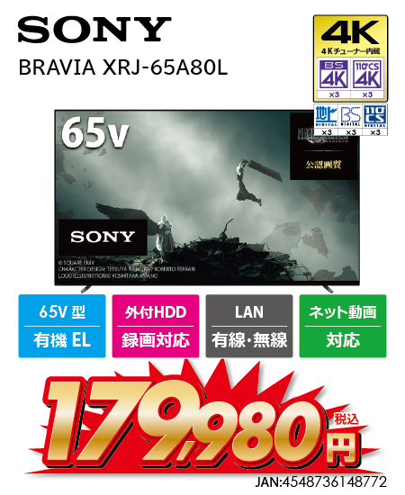 BRAVIA XRJ-65A80L