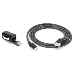 【クリックで詳細表示】iPad / iPad mini / iPhone / iPod対応[Lightning] DC - USB充電器 ＋Lightningケーブル 0.9m (ブラック) MFi認証 GC39940