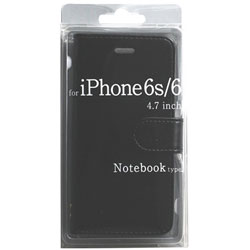 【クリックで詳細表示】iPhone 6s/6用 Notebook type ノートブック型ケース ブラック BJSL-IP6BK
