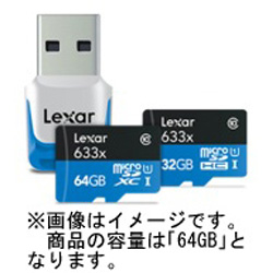 【クリックで詳細表示】【取得NG】【在庫限り】 64GB・UHS Speed Class1(Class10)対応microSDXCカード(USB3.0リーダー付属) LSDMI64GBBJP633R