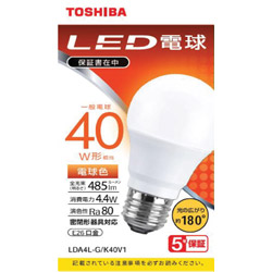 LED電球 広配光 電球色 40W形相当 LDA4L-G/K40V1