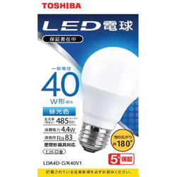 LED電球 広配光 昼光色 40W形相当 LDA4D-G/K40V1