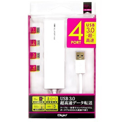 UH3034W USB3.0ハブ（4ポート/バスパワー/ホワイト）