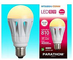 【クリックで詳細表示】調光器対応LED電球 「パラトン」(一般電球形・全光束810lm/電球色・口金E26) LDA12LHD