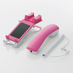【クリックでお店のこの商品のページへ】スマートフォン用[φ3.5mm 4極ミニ] 受話器付きスタンド (ピンク) MPA-PS001PN