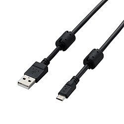 U2C-AMBF2U08BK フェライトコア付2A対応USB-microBケーブル（0.8ｍ/ブラック）