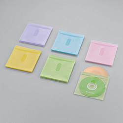60枚収納 Blu-ray･CD･DVD対応 不織布ケース タイトルカード (アソートカラー: ブルー･グリーン･イエロー･パープル･ピンク) CCD-NIWB60ASO