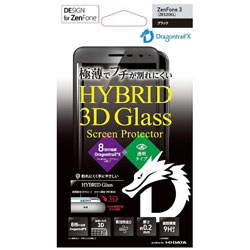 ASUS ZenFone 3（ZE520KL）用 HYBRID Glass Screen Protector 3D ドラゴントレイルX ブラック BKS-ZE52G2DFBK