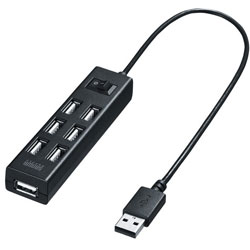 USB2.0ハブ（7ポート・ブラック） USB-2H702BK