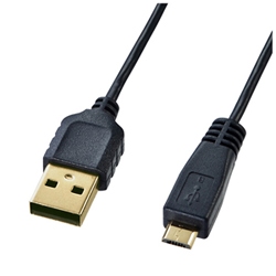 0.5m USB2.0ケーブル【A】⇔【microB】 [極細タイプ] （ブラック） KU-SLAMCB05