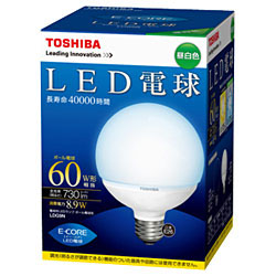 【クリックでお店のこの商品のページへ】LED電球 「E-CORE」(ボール電球形・全光束730lm/昼白色・口金E26) LDG9N