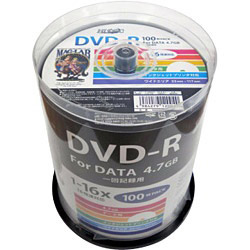 【クリックでお店のこの商品のページへ】1-16倍速対応 データ用DVD-Rメディア(4.7GB・100枚) HDDR47JNP100