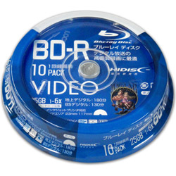 VVVBR25JP10 HIDISC BD-R 1回録画 6倍速 25GB 10枚 スピンドルケース