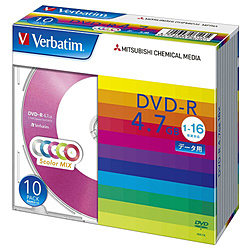 Verbatim DHR47JM10V1 （DVD-R/4.7GB/DATA/16倍速/10枚/カラーミックス）