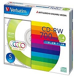 Verbatim SW80QM5V1 （CD-RW/700MB/DATA/4倍速/5枚/カラーミックス）