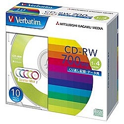 Verbatim SW80QM10V1 （CD-RW/700MB/DATA/4倍速/10枚/カラーミックス）