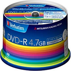三菱ケミカルメディア Verbatim DVDーR Data 1回記録用 4.7GB 1ー16倍速 50枚入り スピンドルケース 50P ホワイト DHR47JP50V3